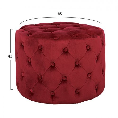 Ottoman aus roter Samt "Kassie" Chesterfield style