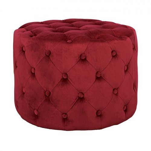 Ottoman aus roter Samt "Kassie" Chesterfield style