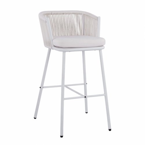 Hocker mit Metallgestell und Seil in weiß 46x54x101 cm