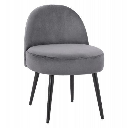 HOCKER MIT RÜCKEN "YASMINE" AUS GRAU SAMT & SCHWARZEN FÜSSEN 47x43x65Y cm.