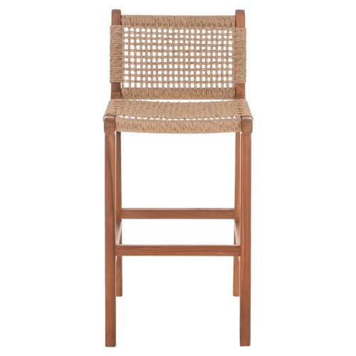 BARHOCKER MIT RÜCKENLEHNE AUSSEN TEAKHOLZ UND SEIL 40X53X89Hcm