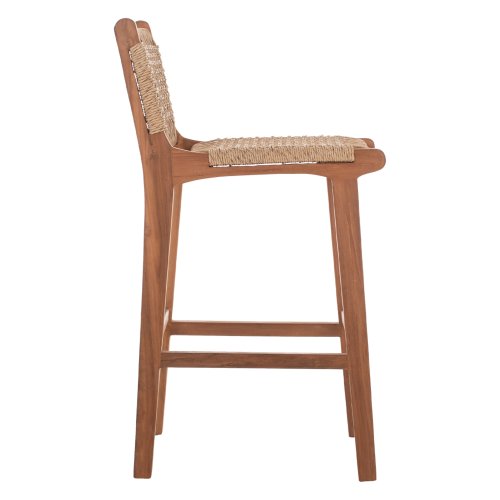 BARHOCKER MIT RÜCKENLEHNE AUSSEN TEAKHOLZ UND SEIL 40X53X89Hcm