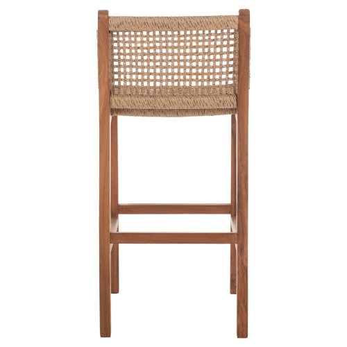 BARHOCKER MIT RÜCKENLEHNE AUSSEN TEAKHOLZ UND SEIL 40X53X89Hcm