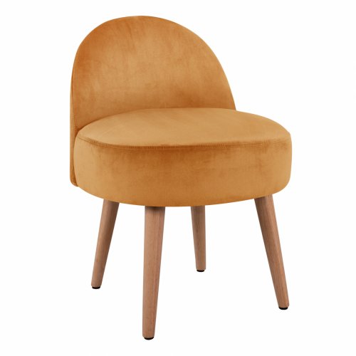 HOCKER MIT RÜCKENLEHNE "YASMINE" AUS GOLDENEM SAMT 47X43X63,5 cm