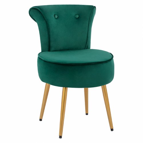 Hocker "Guillem" mit Rücken aus grünem Samt 44x49x70 cm und goldenen Füßen