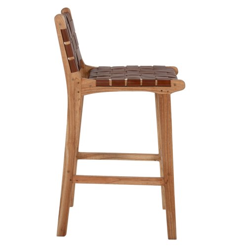 HOCKER MIT RÜCKENLEHNE HOCH, MINDIHOLZ, STRICKLEDER NATUR, 40X53X89H