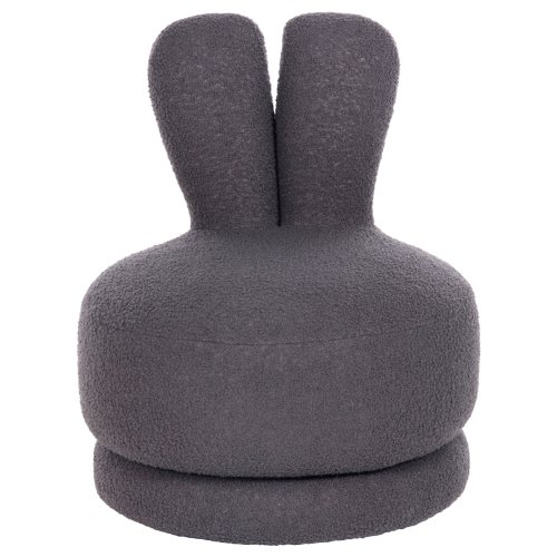 HOCKER MIT RÜCKENLEHNE DREHBAR MIT GRAU TEDDYSTOFF 51x51x61Hcm