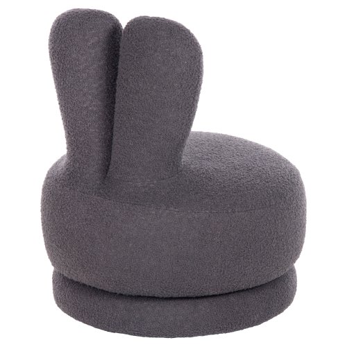 HOCKER MIT RÜCKENLEHNE DREHBAR MIT GRAU TEDDYSTOFF 51x51x61Hcm