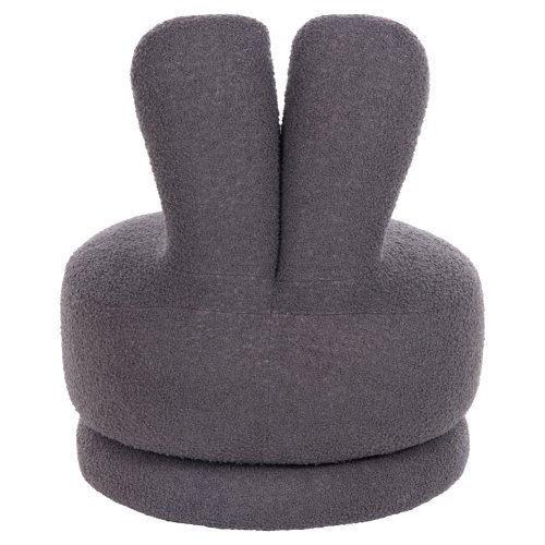 HOCKER MIT RÜCKENLEHNE DREHBAR MIT GRAU TEDDYSTOFF 51x51x61Hcm