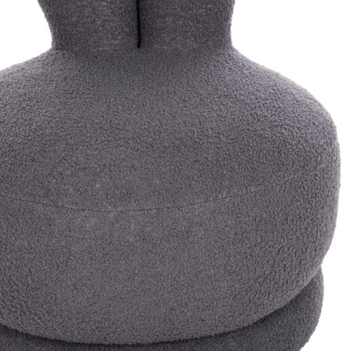 HOCKER MIT RÜCKENLEHNE DREHBAR MIT GRAU TEDDYSTOFF 51x51x61Hcm