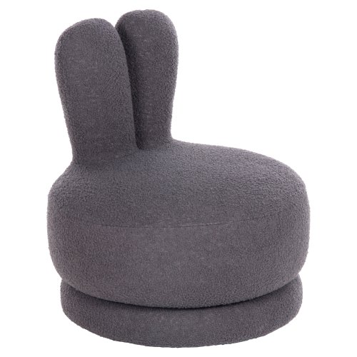 HOCKER MIT RÜCKENLEHNE DREHBAR MIT GRAU TEDDYSTOFF 51x51x61Hcm