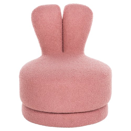 HOCKER MIT RÜCKENLEHNE DREHBAR MIT ROSA TEDDYSTOFF 51x51x61Hcm