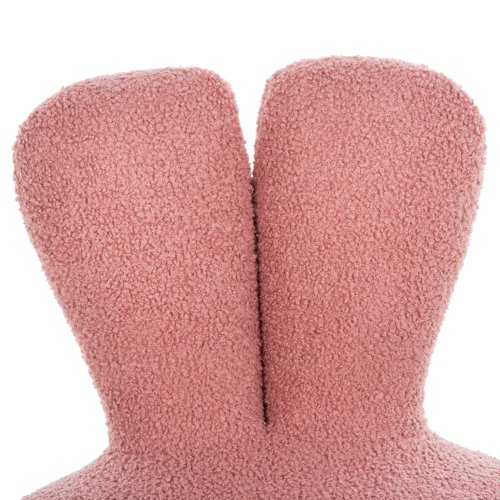 HOCKER MIT RÜCKENLEHNE DREHBAR MIT ROSA TEDDYSTOFF 51x51x61Hcm