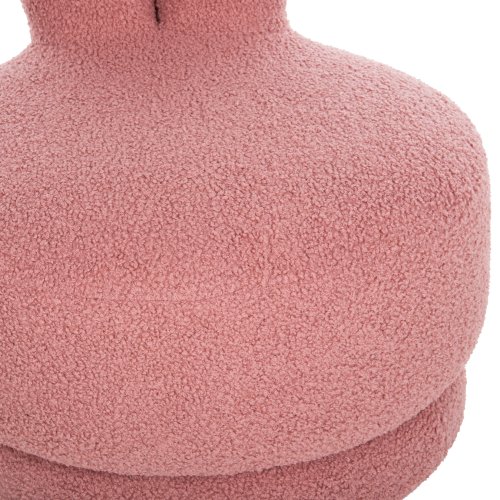 HOCKER MIT RÜCKENLEHNE DREHBAR MIT ROSA TEDDYSTOFF 51x51x61Hcm