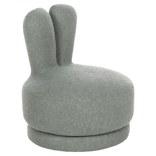 STOOL WITH BACKREST SWIVEL LIGHT PISTACHIO GREEN TEDDY FABRIC 51x51x61Hcm