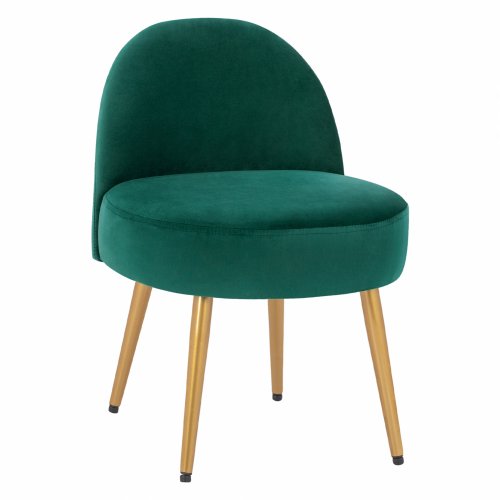HOCKER "YASMINE" AUS DUNKEL GRÜN SAMT & GOLDENEN FÜSSEN 47x43x65Y cm.