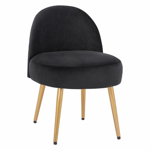 STOOL WITH BACK "YASMINE" FROM BLACK VELVET & GOLDEN FEET 47x43x65Y cm.