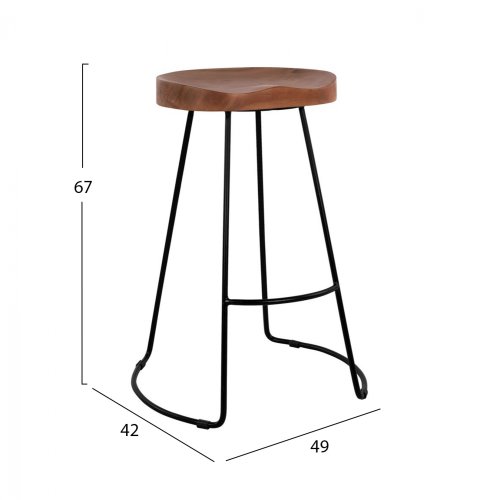 Mittelhoher Hocker aus Akazienholz