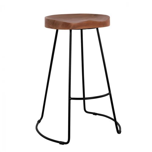 Mittelhoher Hocker aus Akazienholz
