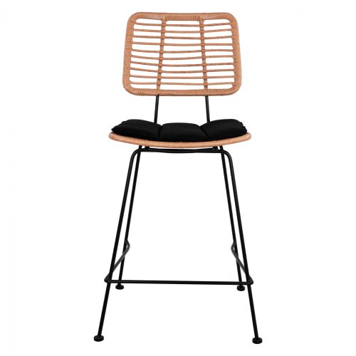 Barhocker „Allegra I“ mit Kissen in Beige-Schwarz 55x56x107 cm