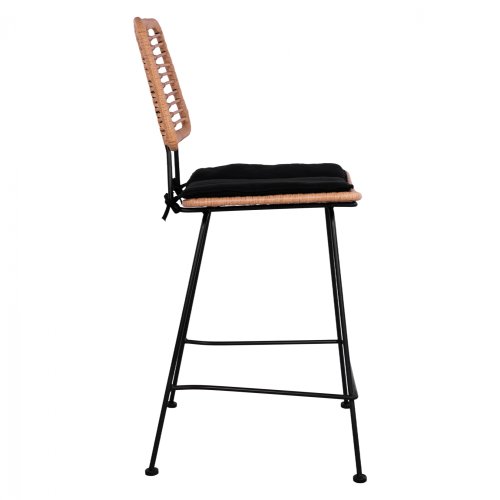 Barhocker „Allegra I“ mit Kissen in Beige-Schwarz 55x56x107 cm