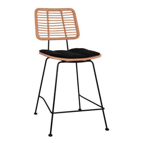 Barhocker „Allegra I“ mit Kissen in Beige-Schwarz 55x56x107 cm