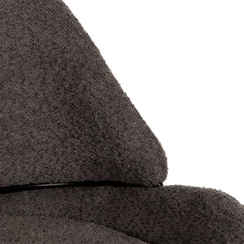 MITTELHOHER HOCKER AUS GRAUEM TEDDY BOUCLE STOFF MIT SCHWARZEN METALLBEINEN 55x62x105cm