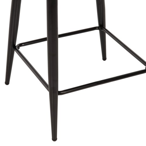 MITTELHOHER HOCKER AUS EKRU TEDDY BOUCLE STOFF MIT SCHWARZEN METALLBEINEN 55x62x105cm