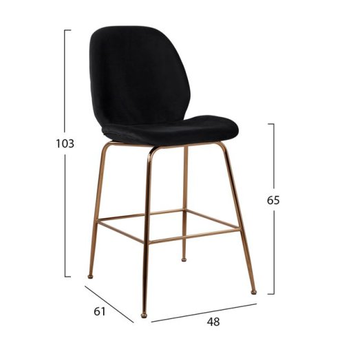 Barhocker NORA mit Samtstoff in Schwarz