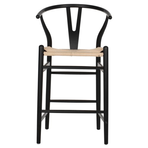 MITTELHOHER HOCKER "BRAVE" MIT GABELRÜCKEN AUS BUCHE SCHWARZ 48x53x100 cm