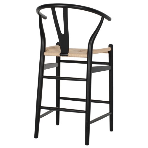 MITTELHOHER HOCKER "BRAVE" MIT GABELRÜCKEN AUS BUCHE SCHWARZ 48x53x100 cm