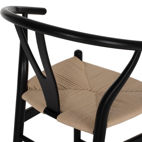 MITTELHOHER HOCKER "BRAVE" MIT GABELRÜCKEN AUS BUCHE SCHWARZ 48x53x100 cm