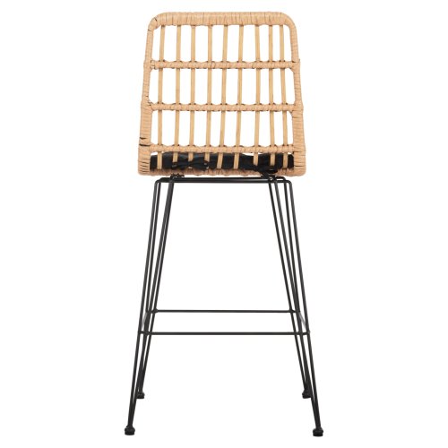 Barhocker, mittlere Höhe, Metall und Kissen, Schwarz-Kocher, Beige, 50 x 55 x 103 cm