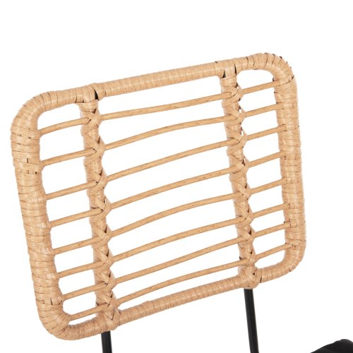 Barhocker, mittlere Höhe, Allegra aus Metall mit Kissen, schwarz, Korbgeflecht, beige, 53 x 56 x 107 cm