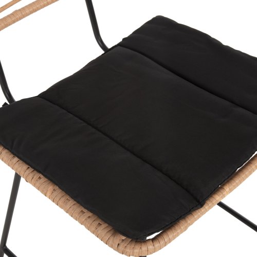 Barhocker, mittlere Höhe, Allegra aus Metall mit Kissen, schwarz, Korbgeflecht, beige, 53 x 56 x 107 cm