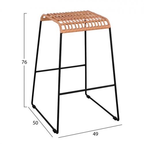 ALLEGRA METAL STOOL WITH WICKER IN BEIGE SHADE 49x50x76 cm