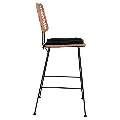 Barhocker „Allegra I,, mit Kissen in Beige-Schwarz 46,5x55x117,5 cm.