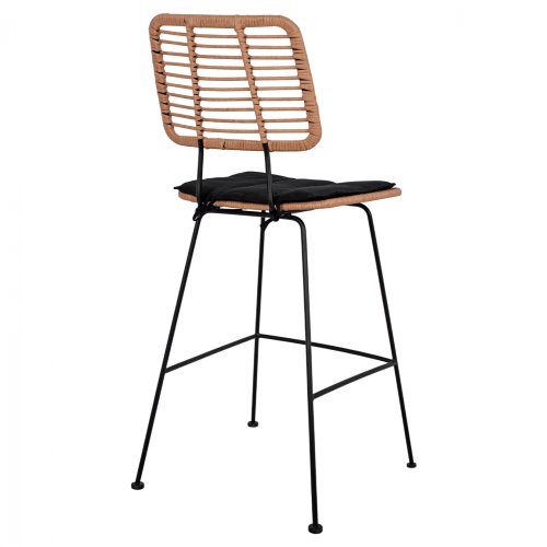 Barhocker „Allegra I,, mit Kissen in Beige-Schwarz 46,5x55x117,5 cm.