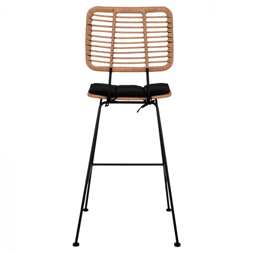 Barhocker „Allegra I,, mit Kissen in Beige-Schwarz 46,5x55x117,5 cm.