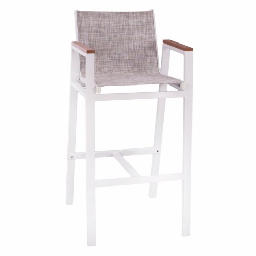 Barhocker aus Aluminium in weiß mit Polyholz 52x58x108 cm
