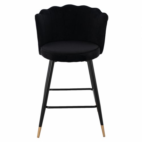 MITTELHOHER HOCKER VESNA AUS SCHWARZEM SAMT UND METALLGESTELL 50x50x90 cm
