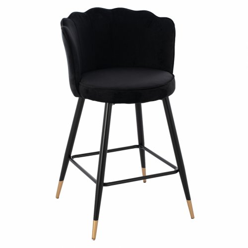 MITTELHOHER HOCKER VESNA AUS SCHWARZEM SAMT UND METALLGESTELL 50x50x90 cm