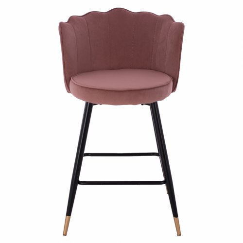 MITTELHOHER HOCKER VESNA AUS ROSE SAMT UND METALLGESTELL 50x50x90 cm