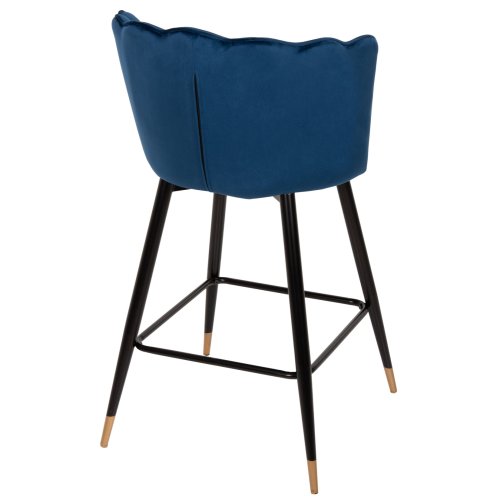 MITTELHOHER HOCKER VESNA AUS BLAUEM SAMT UND METALLGESTELL 50x50x90 cm