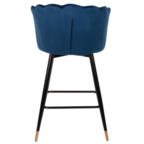 MITTELHOHER HOCKER VESNA AUS BLAUEM SAMT UND METALLGESTELL 50x50x90 cm