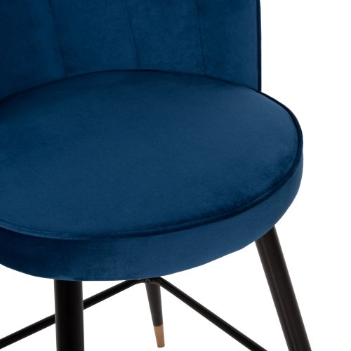 MITTELHOHER HOCKER VESNA AUS BLAUEM SAMT UND METALLGESTELL 50x50x90 cm