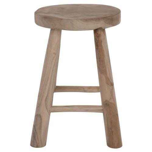 HOCKER KONT MASSIVES TEAK KURZ NATURAL Φ30Χ45Ηcm