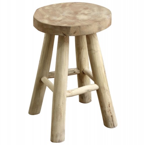 STOOL SOLID TEAK SHORT NATURAL Φ30Χ45 cm