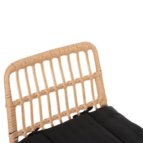 Barhocker Allegra aus Metall mit Kissen und schwarz-beigefarbenem Korbgeflecht, 52 x 51 x 103 H cm