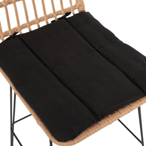 Barhocker Allegra aus Metall mit Kissen und schwarz-beigefarbenem Korbgeflecht, 52 x 51 x 103 H cm